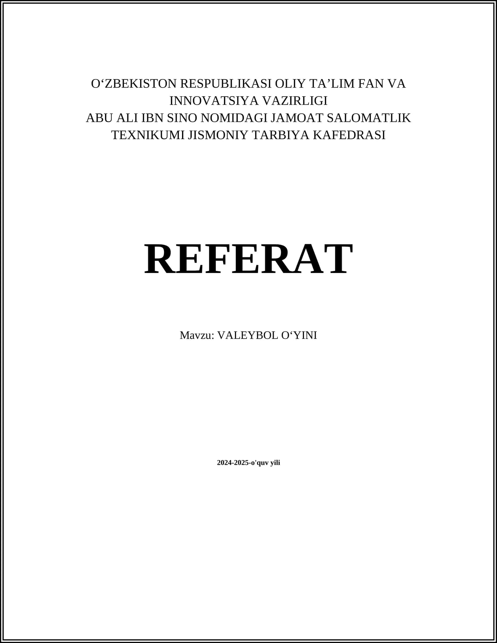 VALEYBOL OʻYINI 1