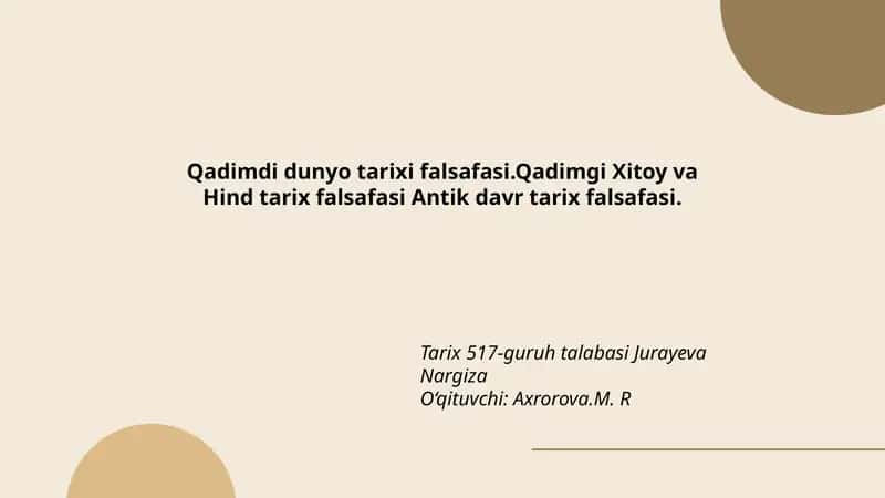 Qadimgi dunyo tarixi falsafasi 1