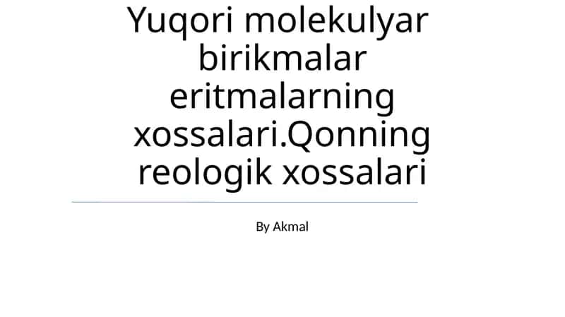 Yuqori Molekulyar Birikmalar Eritmalarning Xossalari 1