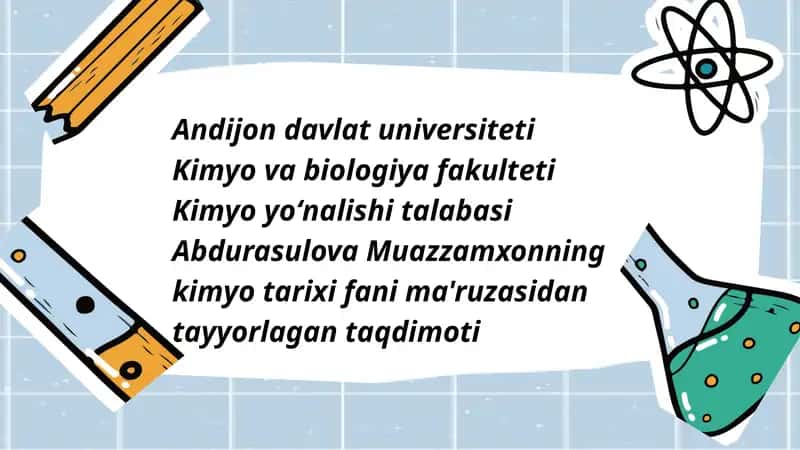 Kimyoning hozirgi zamon davri.Kvany kimyosi 1