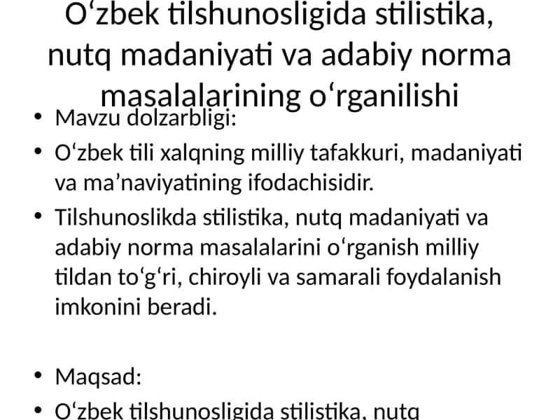 O'zbek tilshunosligida stilistika 1