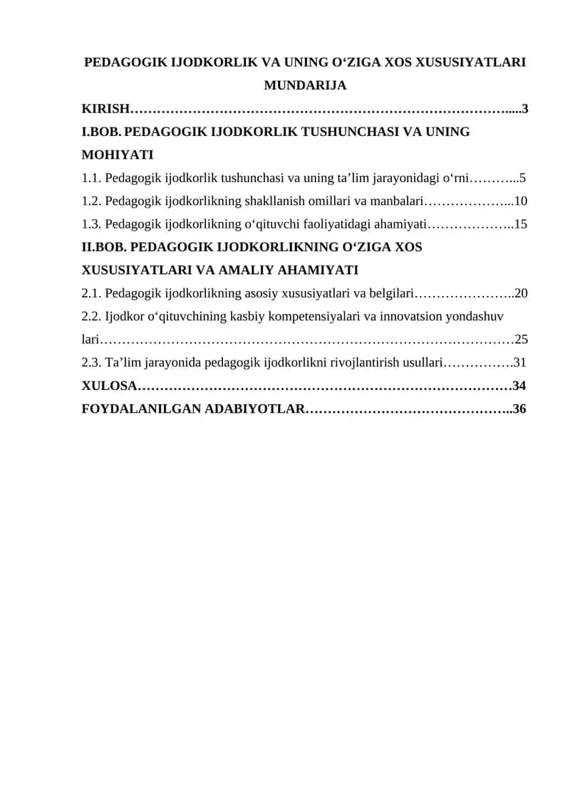 Pedagogik Ijodkorlik va uning o‘ziga xos xususiyatlari 1