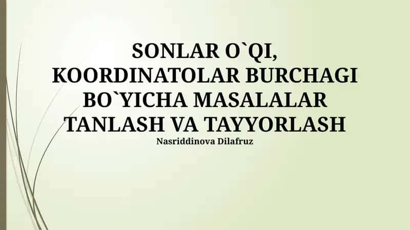 Masalalarni Tayyorlash Usullari 1