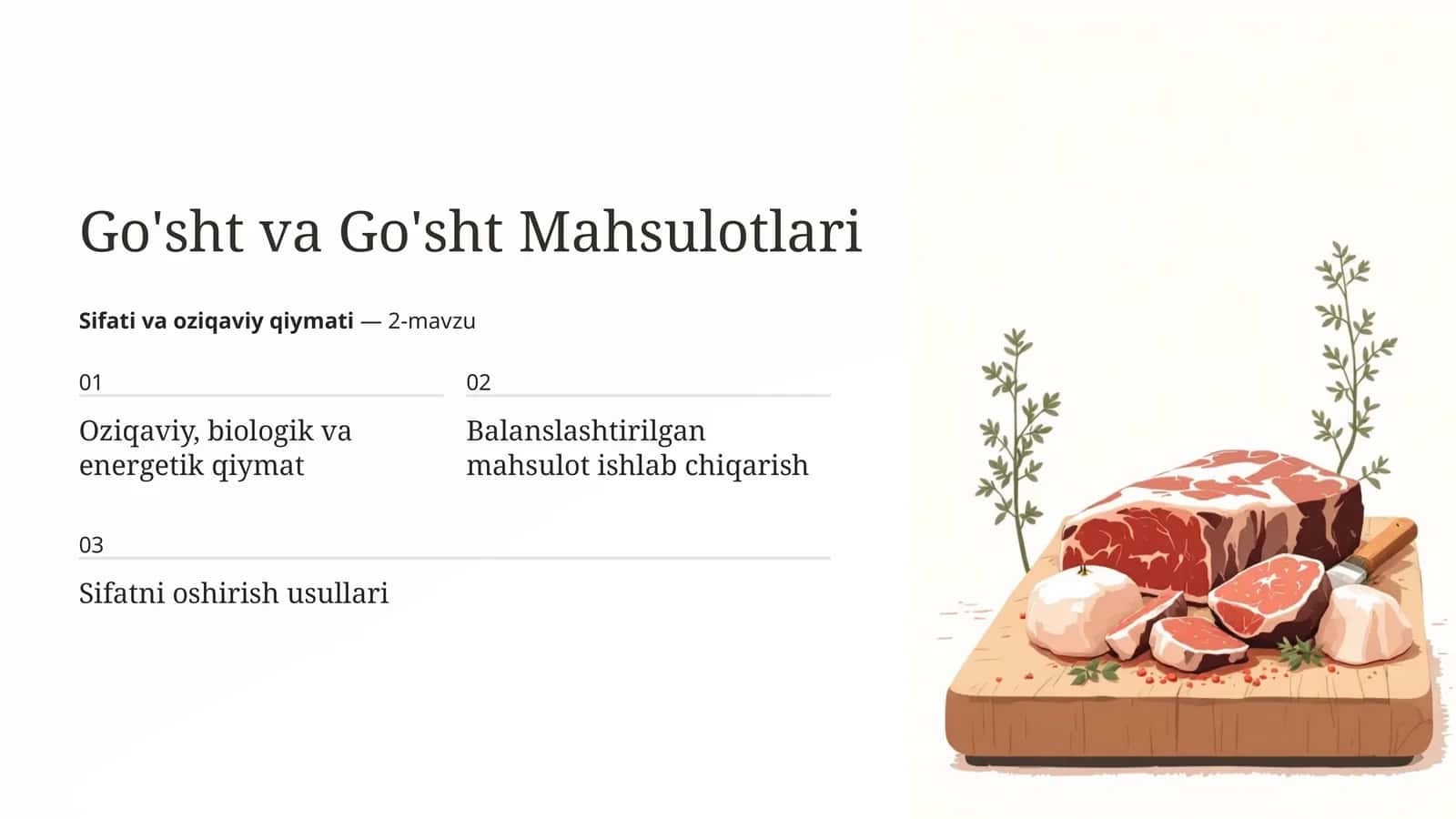Go'sht va Go'sht Mahsulotlari 1
