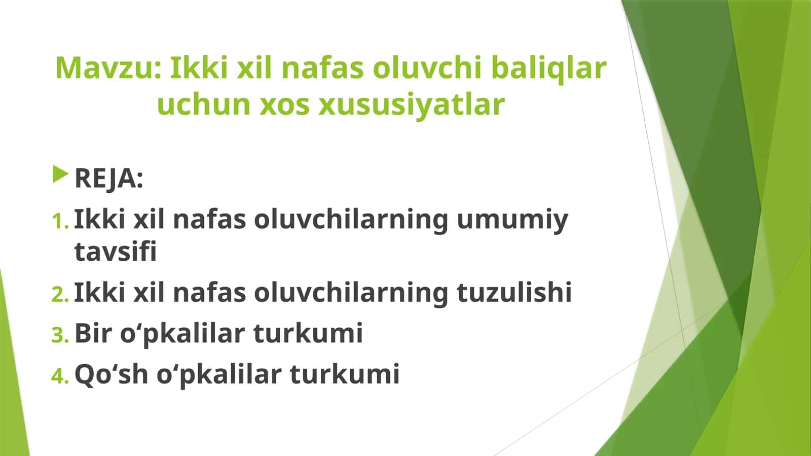 Ikki xil nafas oluvchibaliqlaruchun xos xususiyatlar 1