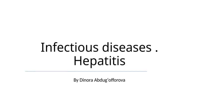 Infectious diseases. Hepatitis 1