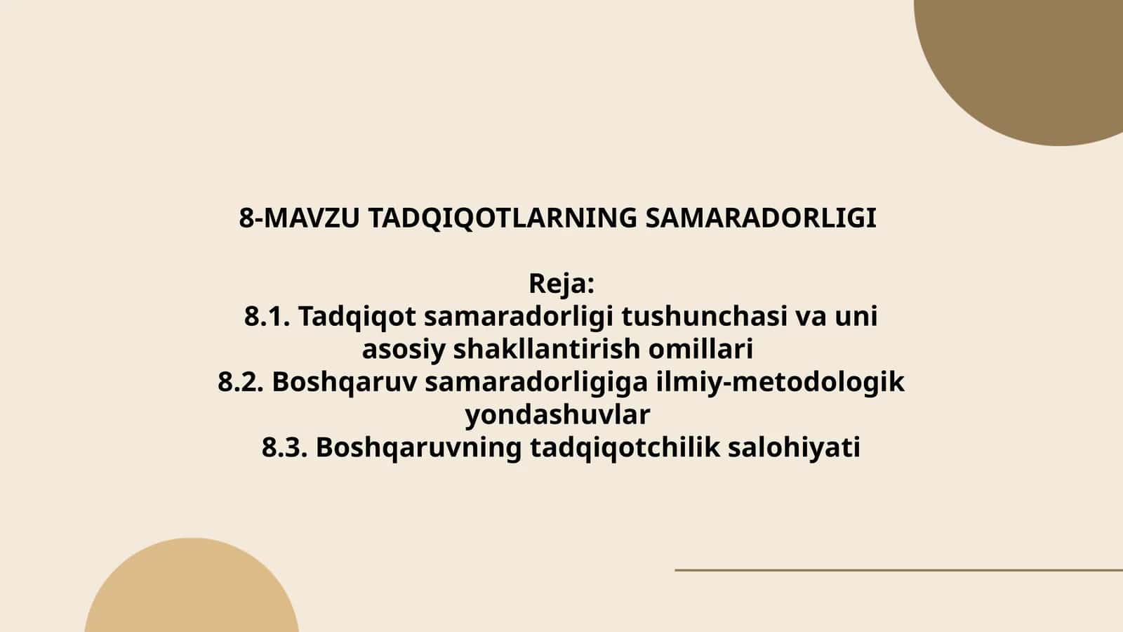 Tadqiqotlar Samaradorligi 1