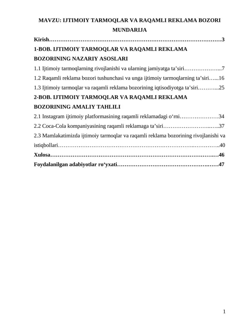 Ijtimoiy tarmoqlar va raqamli reklama bozori 1