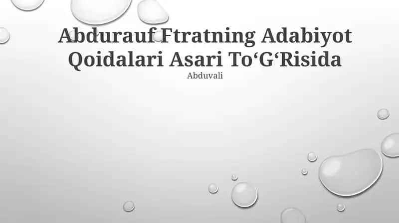 Abdurauf Fitratning Adabiyot va She'r Qoidalari 1