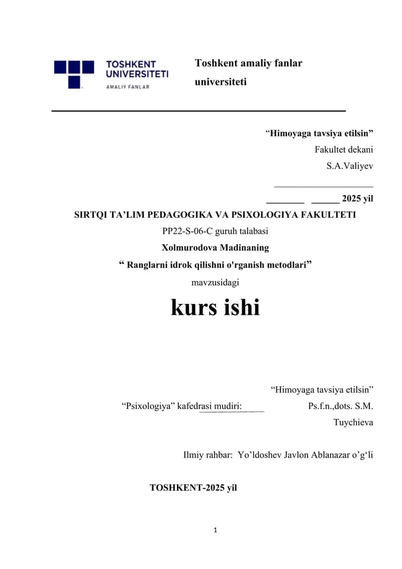 Ranglarni idrok qilishni o'rganish metodlari 1
