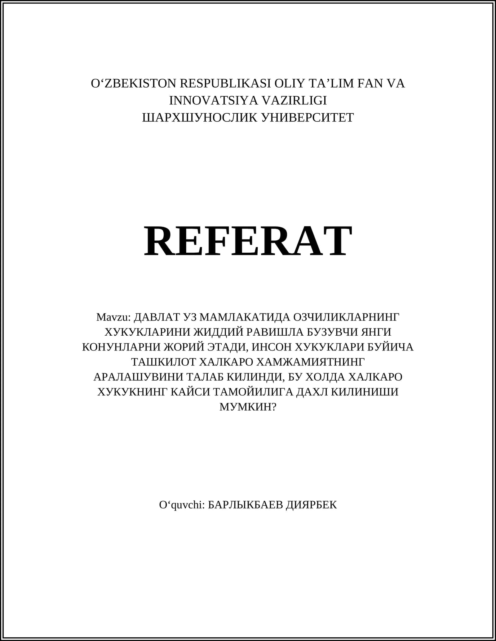 Халқаро инсон ҳуқуқлари 1