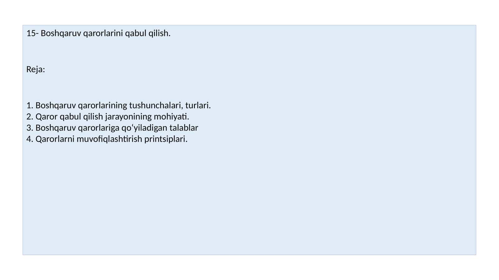 Boshqaruv qarorlarini qabul qilish 1
