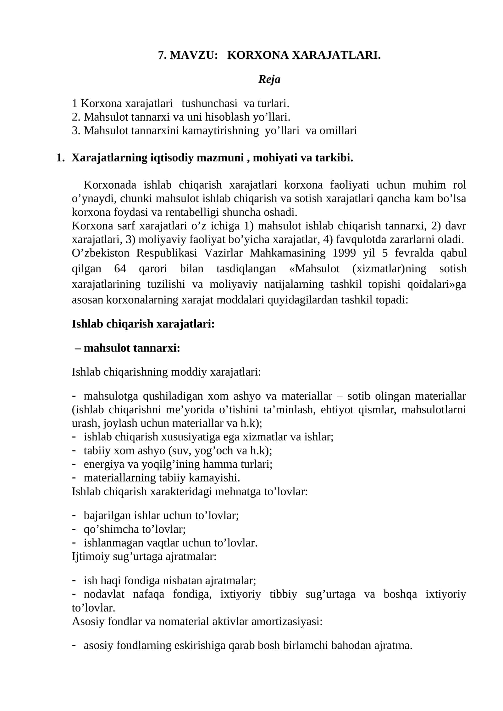 KORXONA XARAJATLARI 1