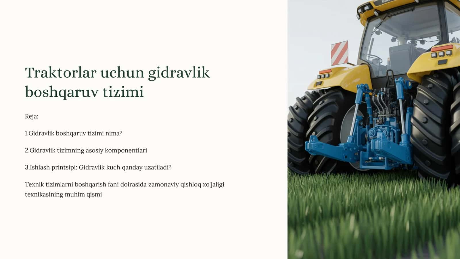 Traktorlar uchun gidravlik boshqaruv tizimi 1