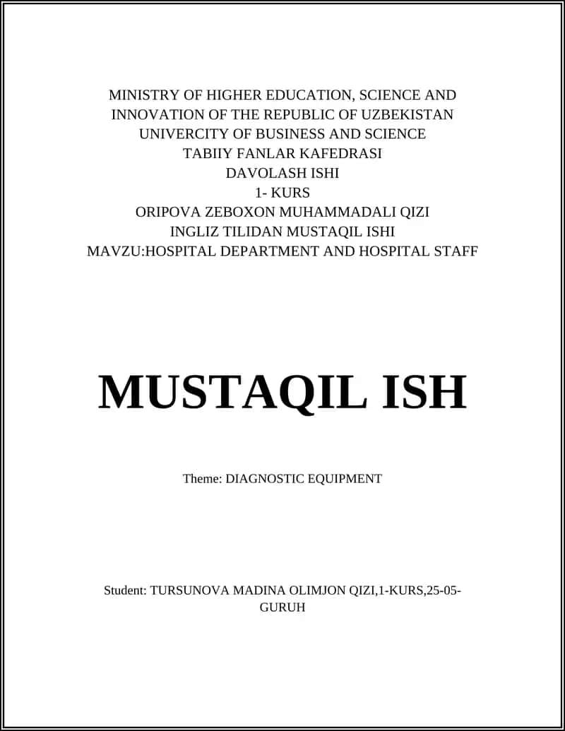 HOSPITAL DEPARTMENT AND HOSPITAL STAFF 1