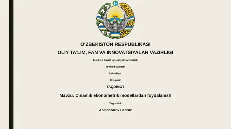 Dinamik ekonometrik modellardan foydalanish 1