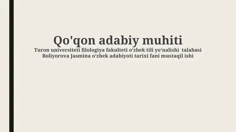 Qoqon Adabiy Muhiti 1