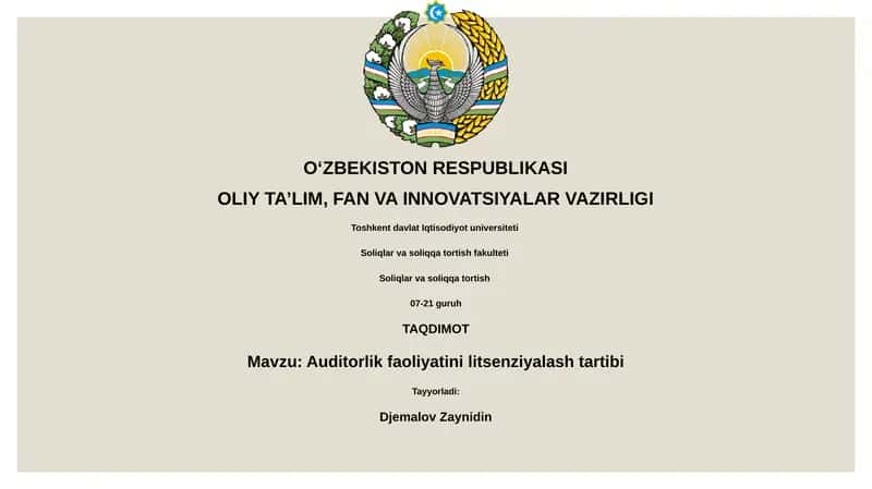 Auditorlik faoliyatini litsenziyalash tartibi 1