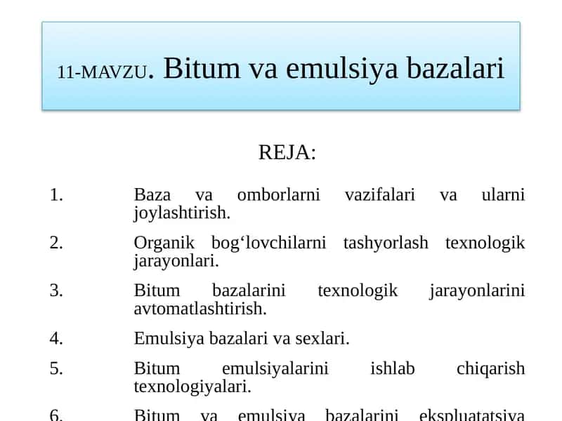 Bitum va emulsiya bazalari 1