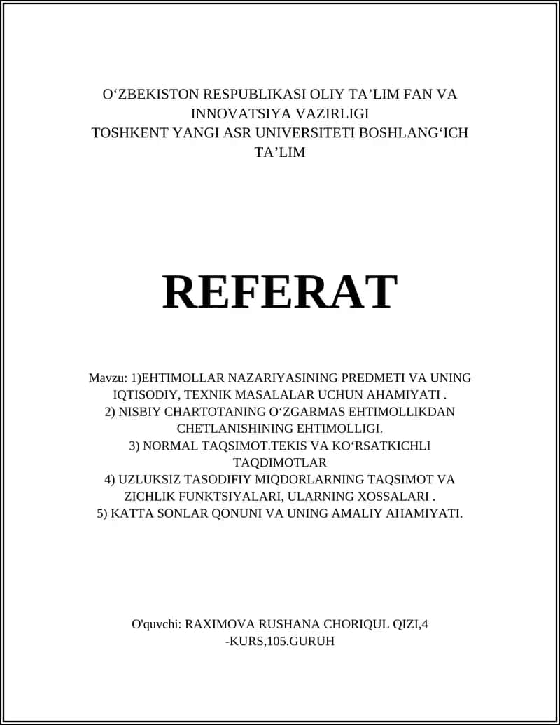 Ehtimollar Nazariyasi 1