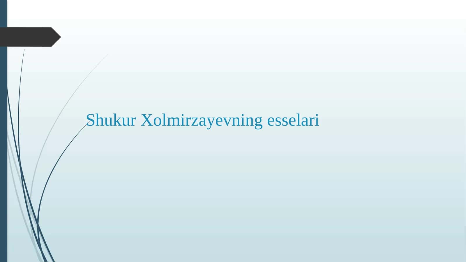 Shukur Xolmirzayevning esselari 1