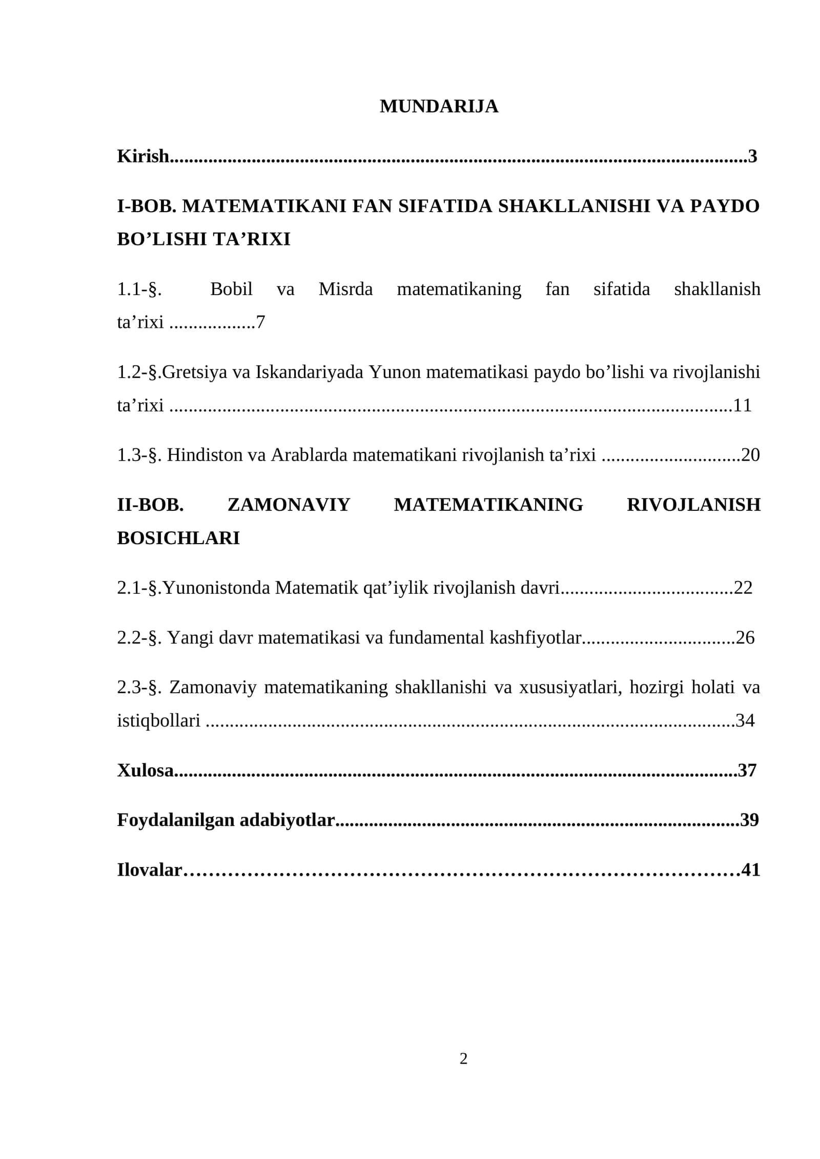 MATEMATIKANI FAN SIFATIDA SHAKLLANISHI VA PAYDO BO’LISHI TA’RIXI 1