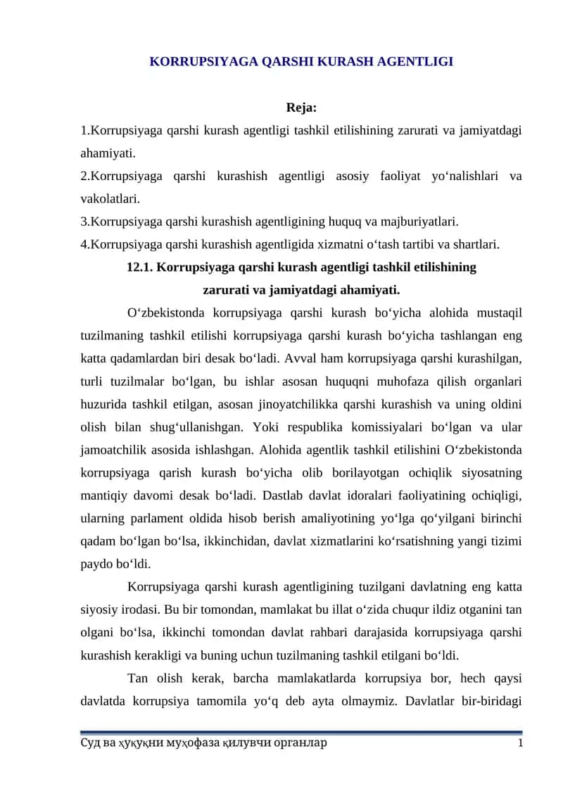 Korrupsiyaga qarshi kurash agentligi 1