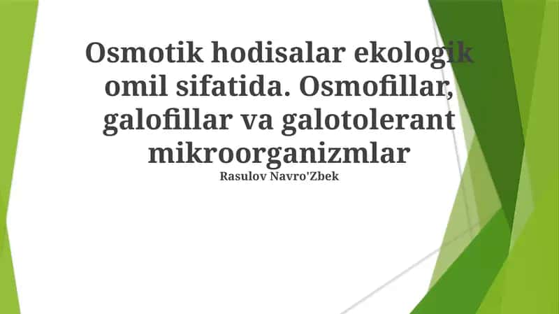 Osmotik hodisalar ekologik omil sifatida 1
