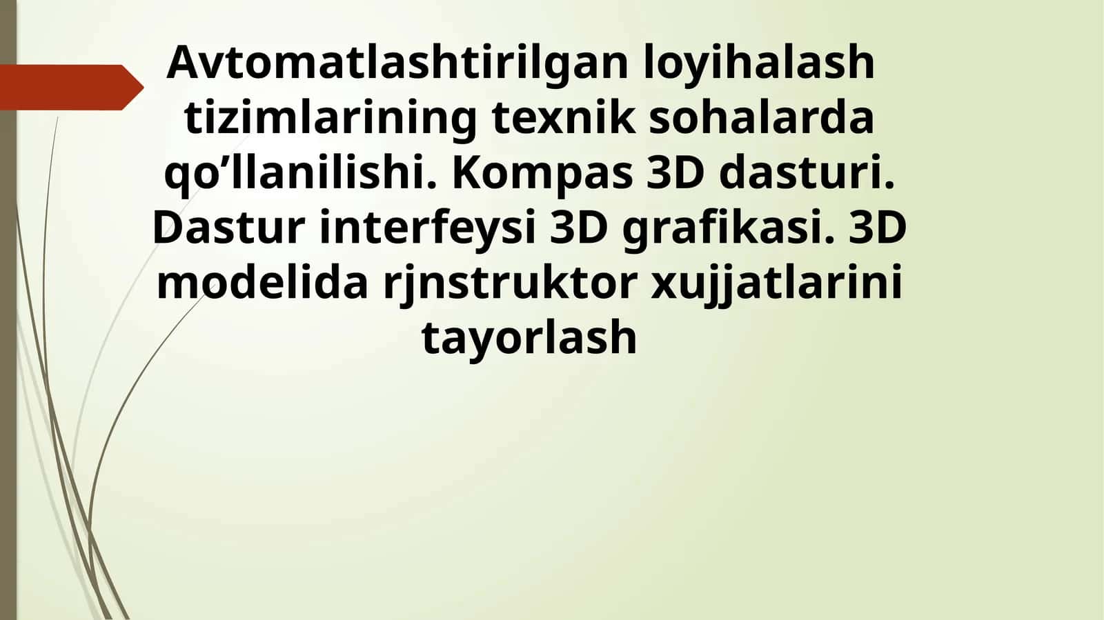 Avtomatlashtirilgan loyihalashtirish tizimlari 1