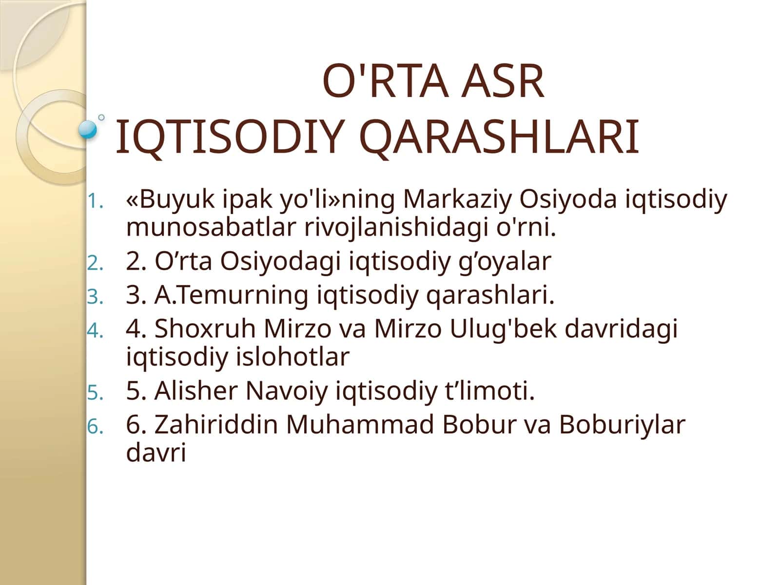 O'RTA ASR IQTISODIY QARASHLARI 1