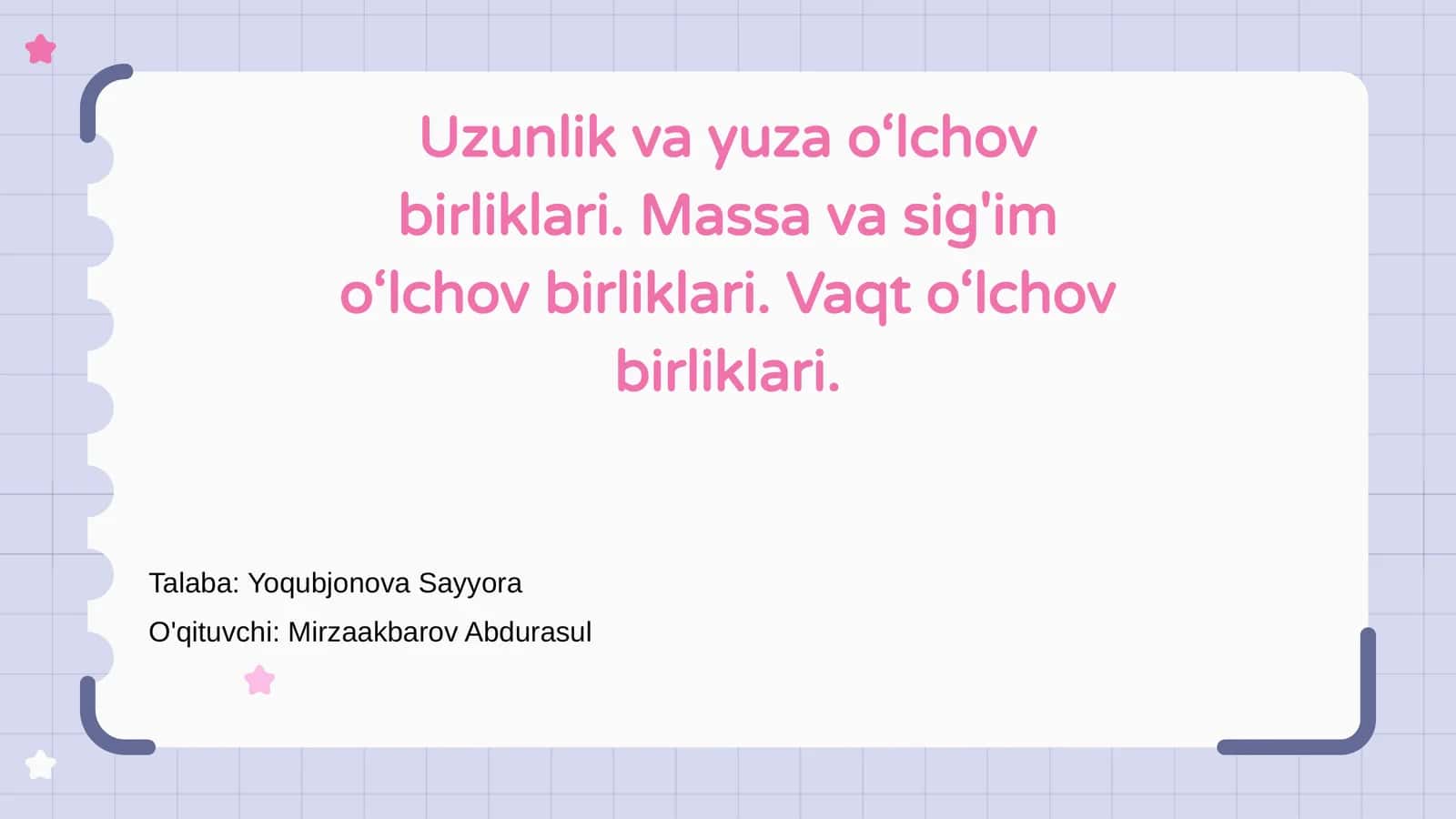 Uzunlik va yuza o‘lchov birliklari 1