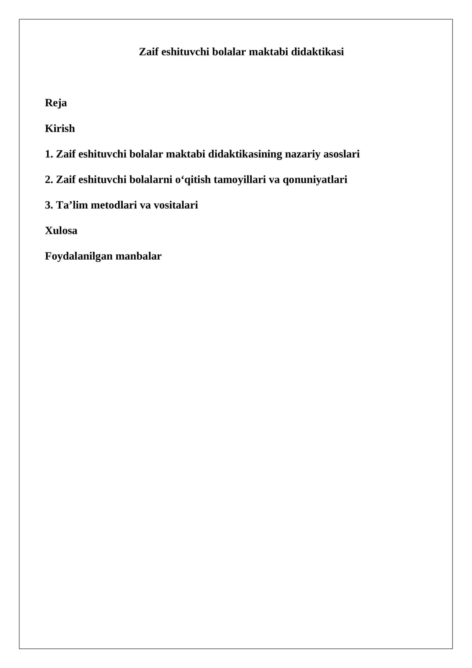 Zaif eshituvchi bolalar maktabi didaktikasi 1