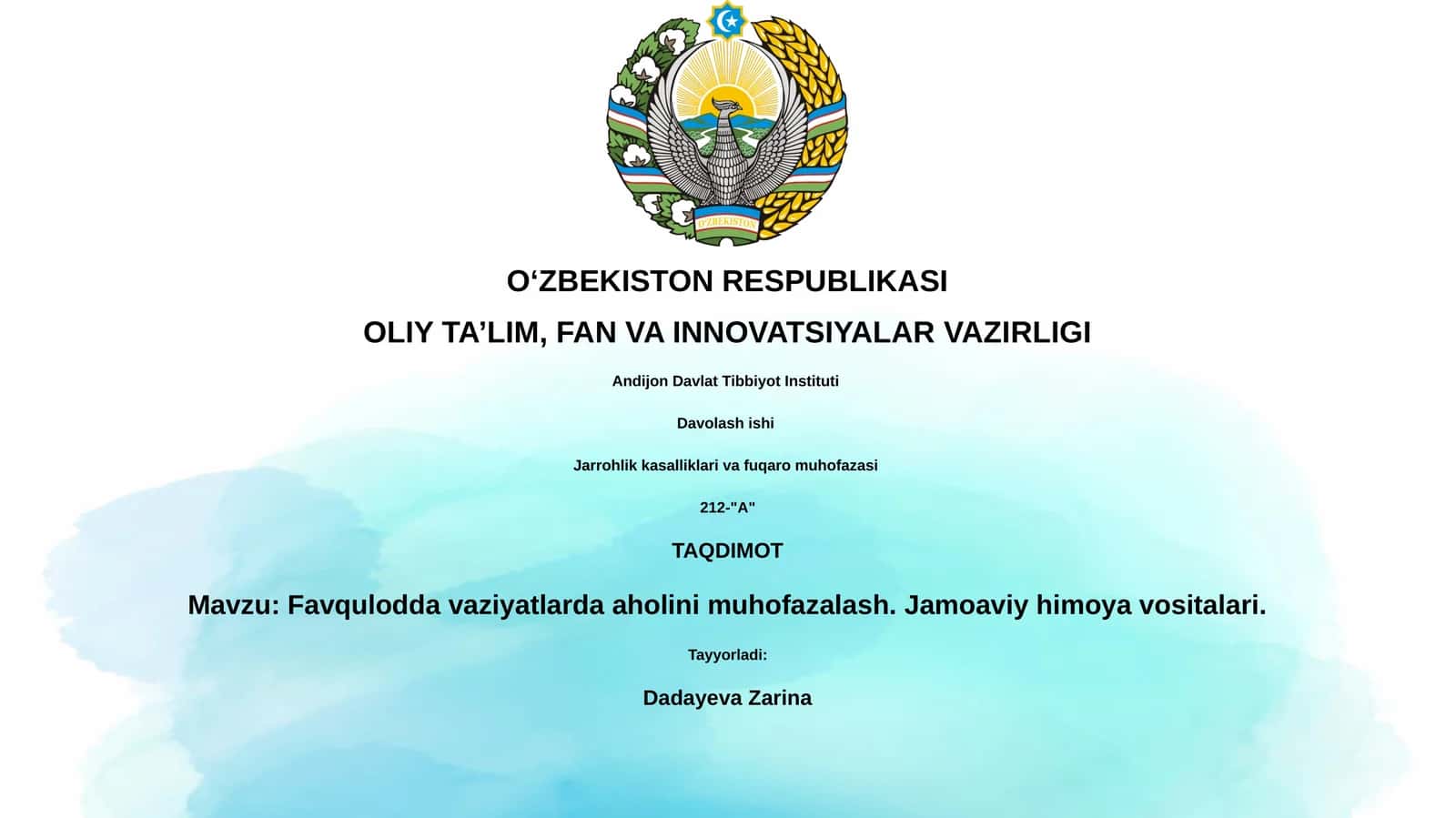 Jarrohlik kasalliklari va fuqaro muhofazasi 1