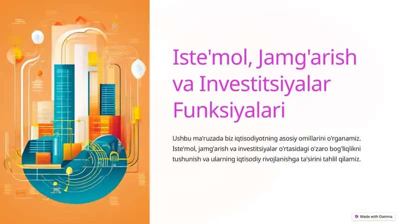 Iste'mol, Jamg'arish va Investitsiyalar Funksiyalari 1