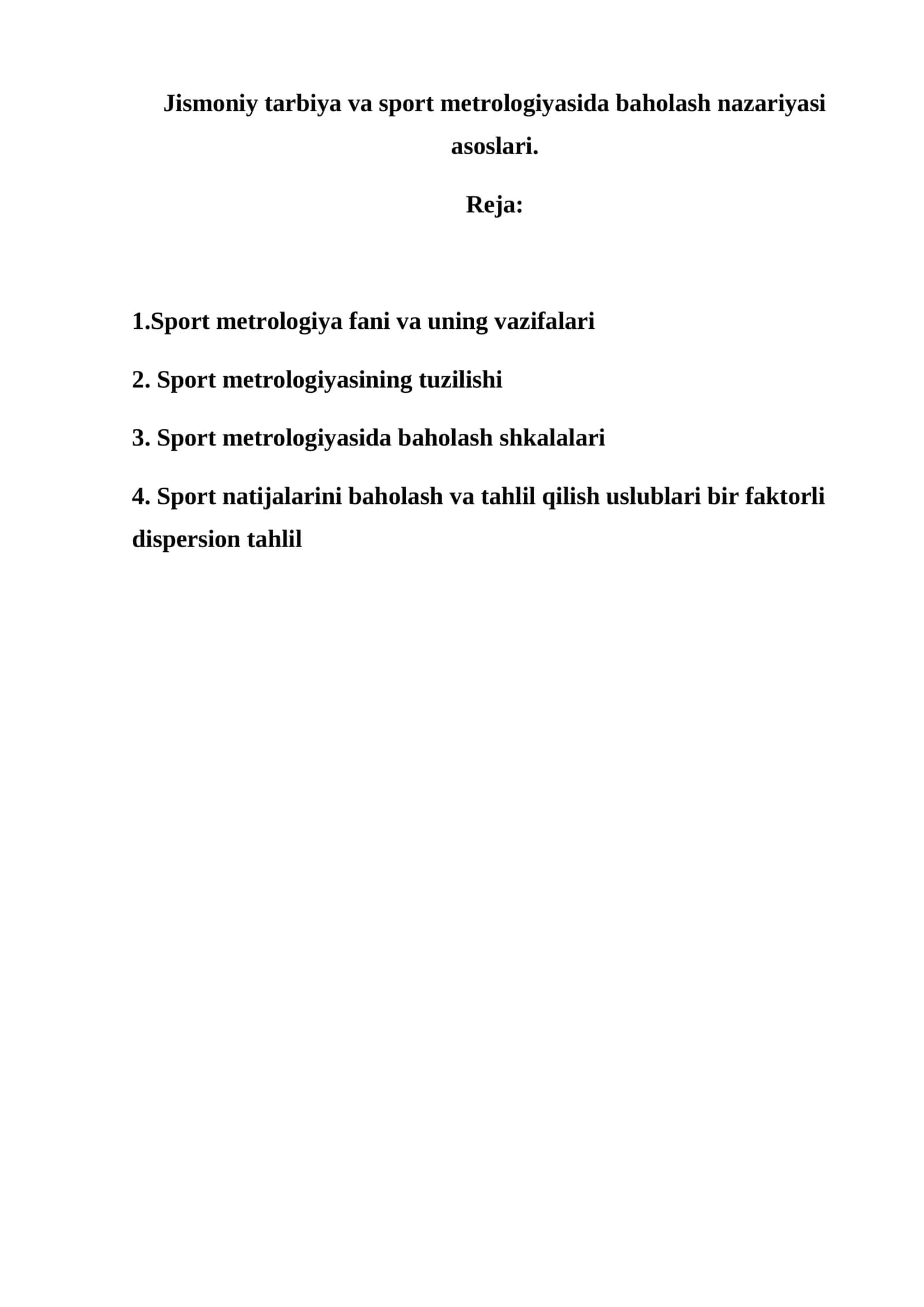 Sport metrologiyasi 1