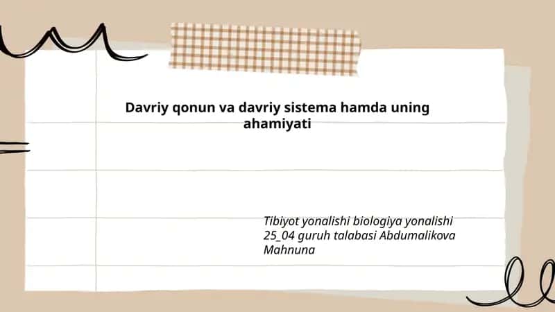Davriy qonun va davriy sistema hamda uning ahamiyati 1