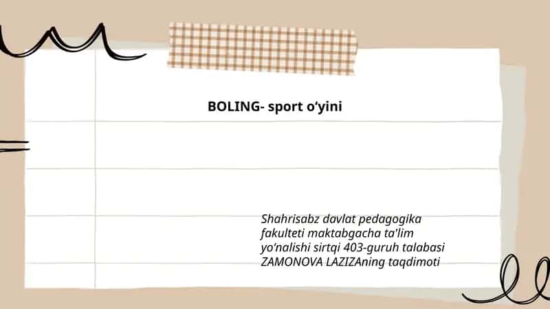 BOLING- sport oʻyini 1