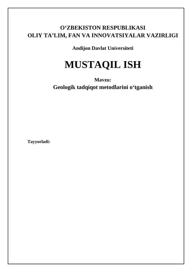 Geologik Tadqiqot Usullari