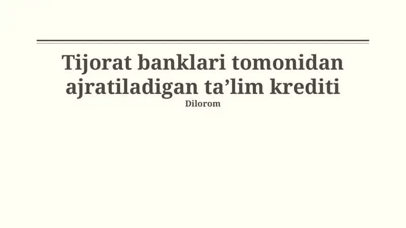 Ta'lim kreditlari 1