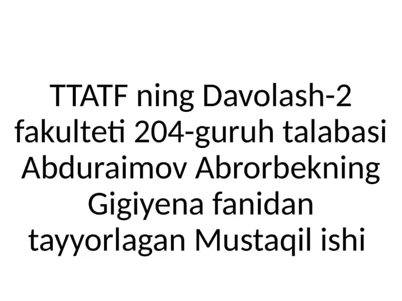 Gigiyena tarixi 1
