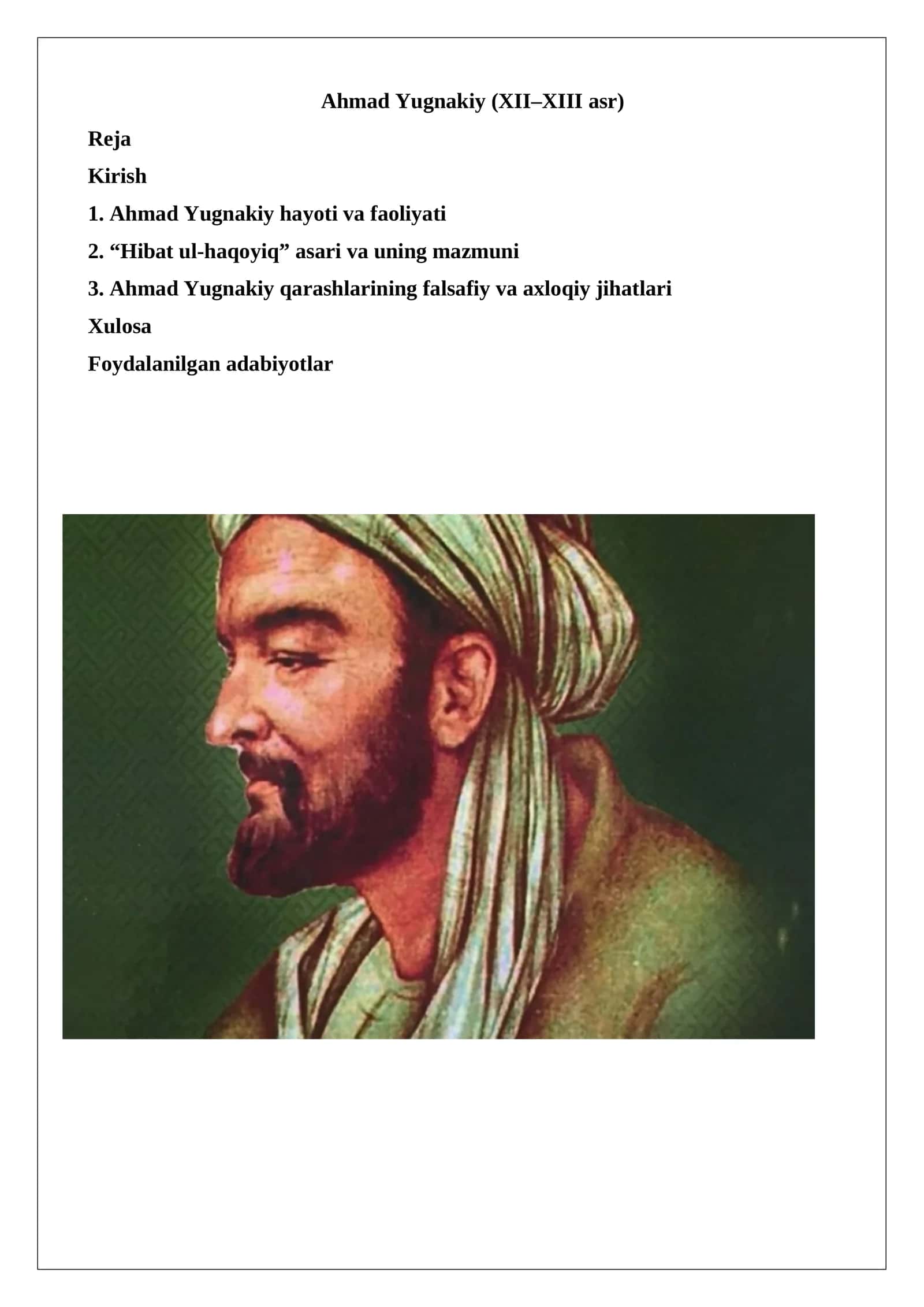 Ahmad Yugnakiy (XII–XIII asr) 1