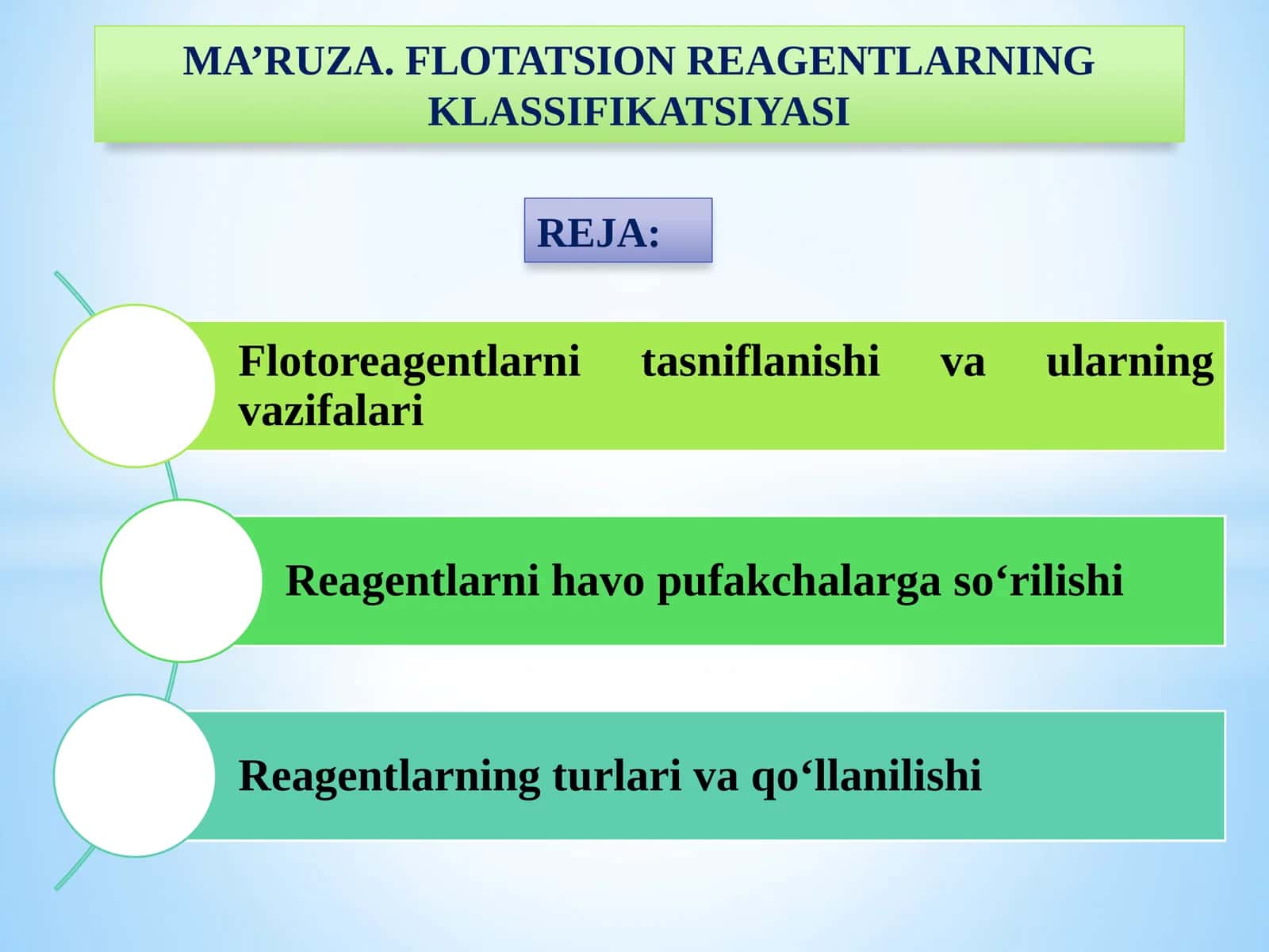 Ma’ruza. Flotatsion reagentlarning klassifikatsiyasi 1