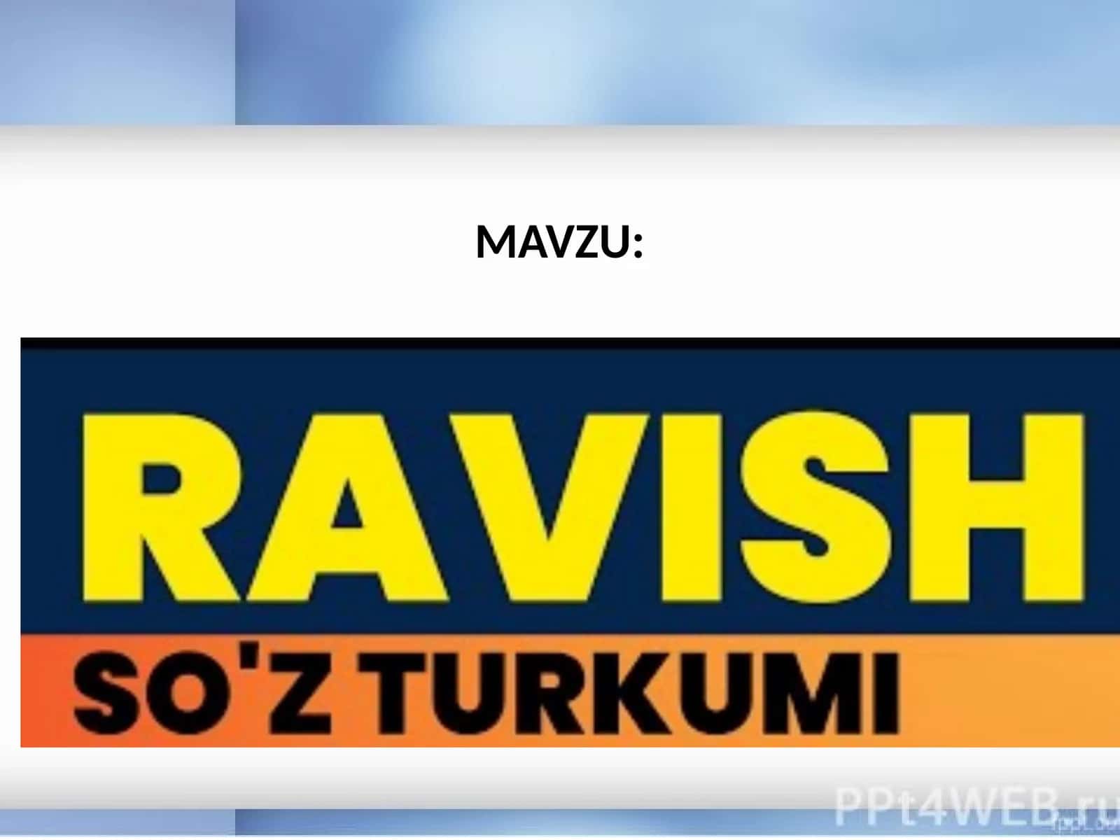 Ravish so'z turkumi 1