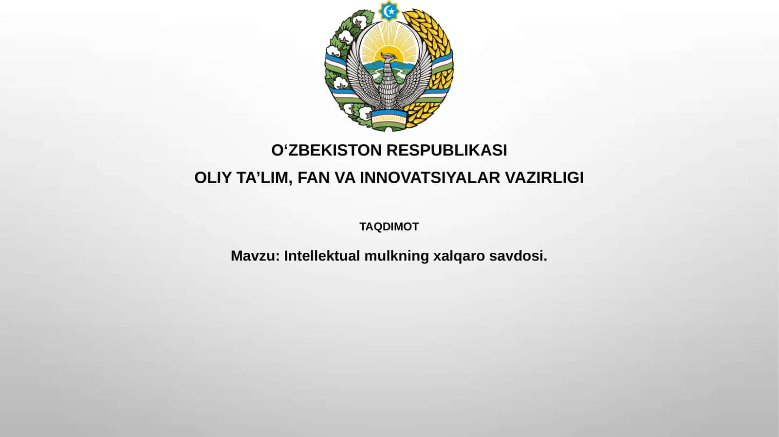 Intellektual mulkning xalqaro savdosi 1