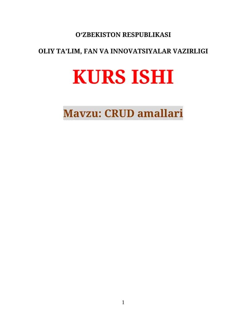 CRUD amallari 1