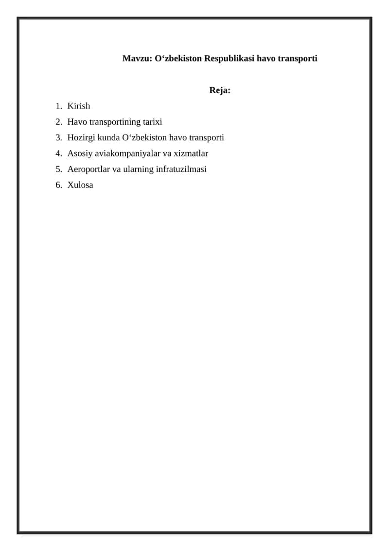 O‘zbekiston Respublikasi havo transporti 1