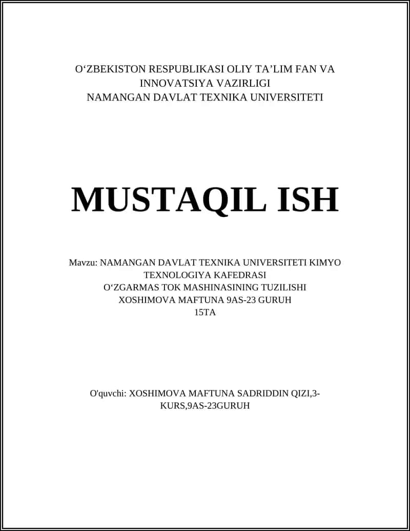 Oʻzgarmas tok mashinasining tuzilishi 1
