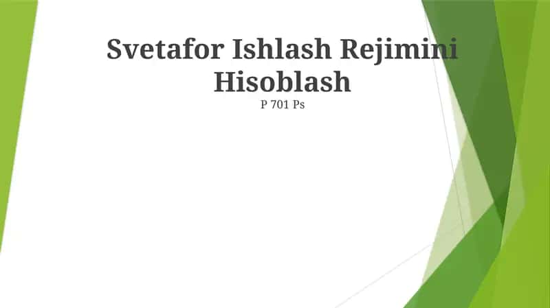 Svetafor Ishlash Rejimini Hisoblash 1