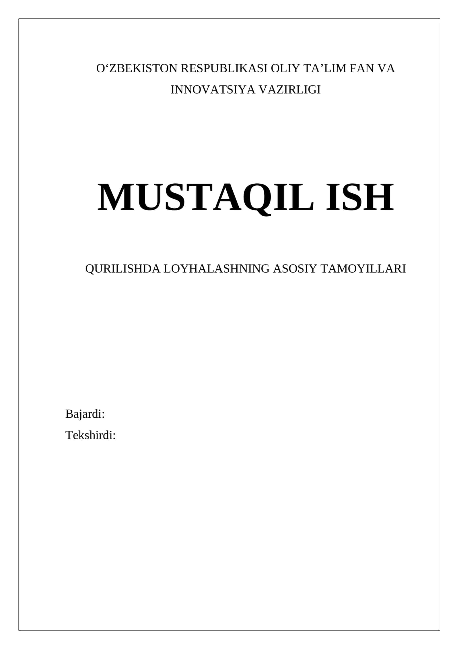Qurilishda Loyhalashning Asosiy Tamoyillari 1