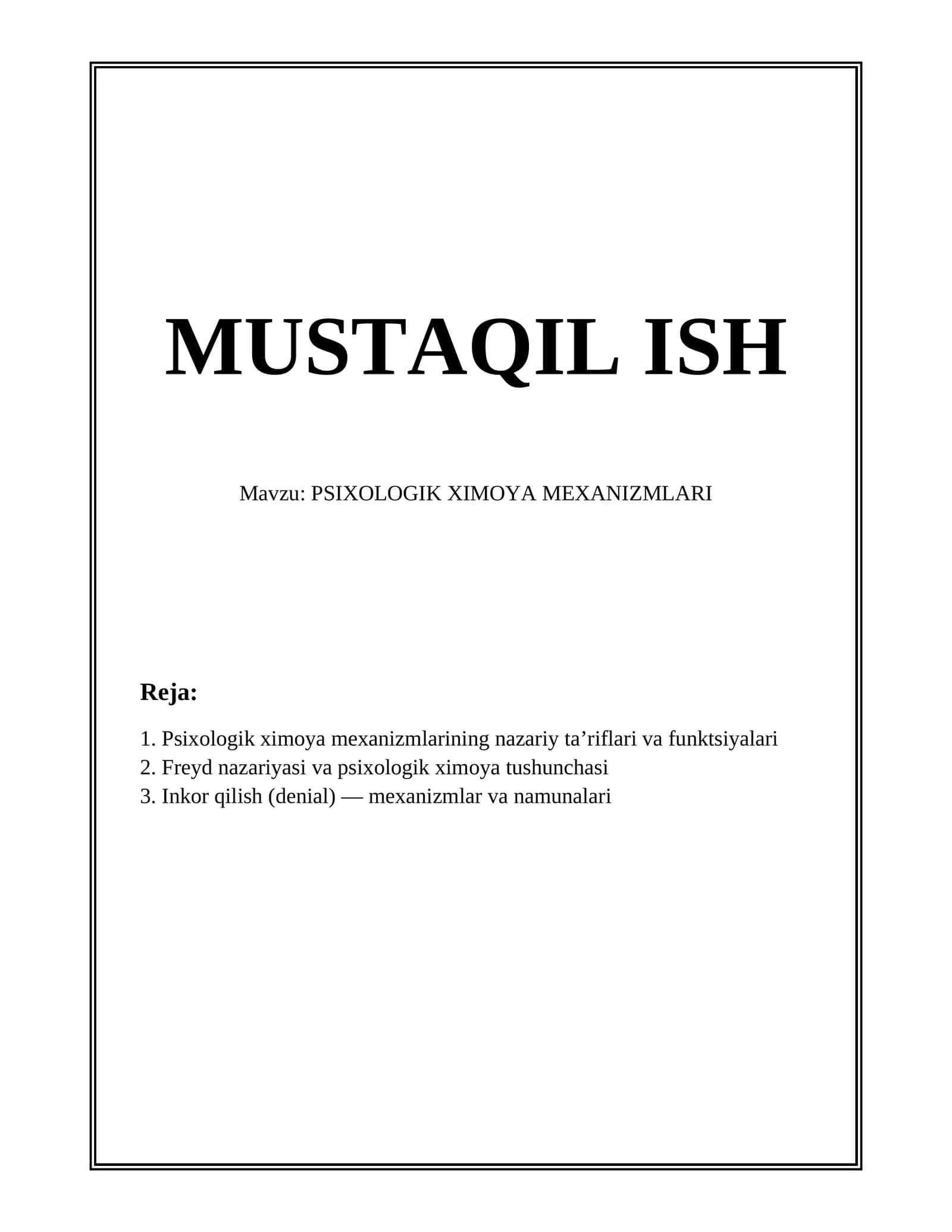 PSIXOLOGIK XIMOYA MEXANIZMLARI 1